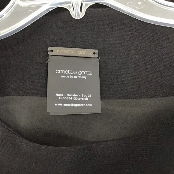 Annette Goertz Wool Blend Dress W/Lamb Leather Sleeves Black Career size 38